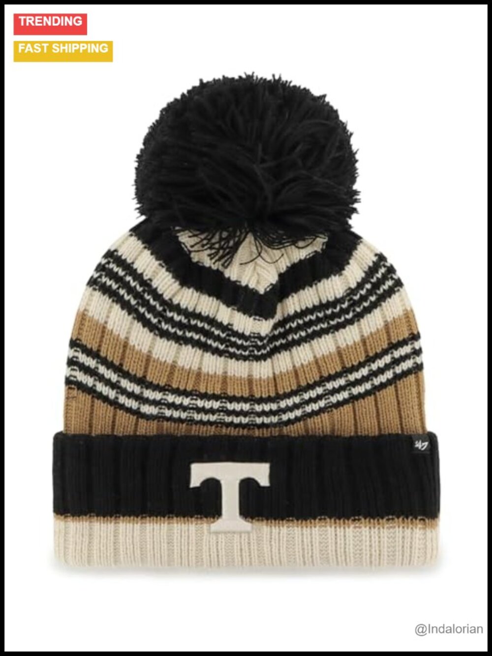 NCAA Tennessee Volunteers Barista Cuffed Knit Beanie with Pom Acrylic